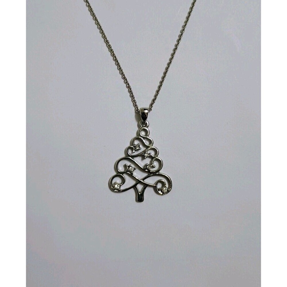 MESTIGE Pretty Silver Tone Christmas Tree Pendant Necklace With Stones